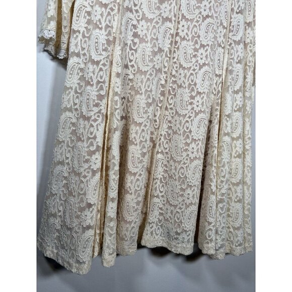 UMGEE Ivory Lace Dress 3/4 Sleeve MEDIUM Bachelorette Ethereal Boho Romantic - Picture 7 of 7